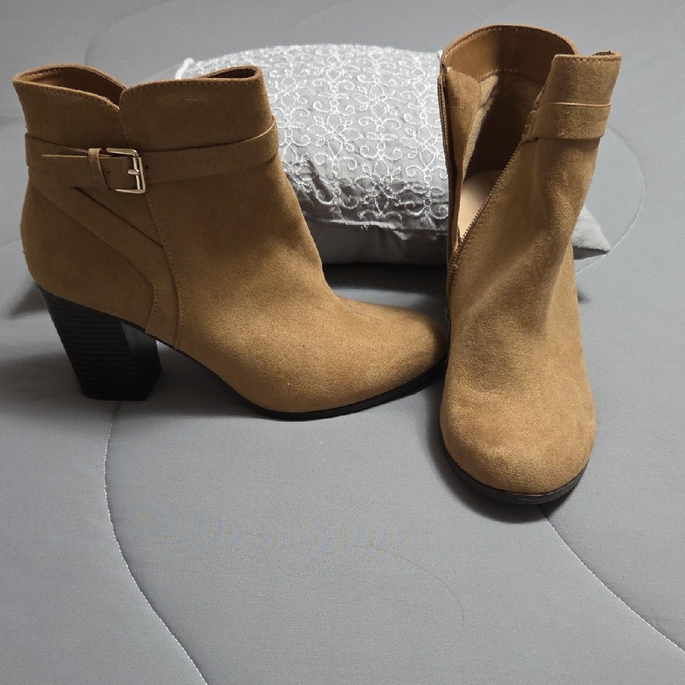 LC Lauren Conrad Buckle Detail Ankle Booties - Brown